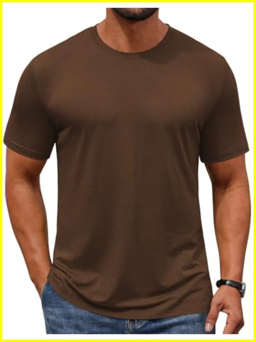 Men's Classic Crew Neck Short Sleeve Tee - Soft Stretchy Basic T-Shirt